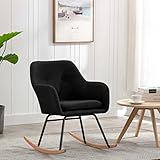 homiuse Silla Mecedora de Tela Negra Butacas De Salon Silla Terraza Mecedora Exterior Sillas Terraza Exterior Sillones para El SalóN Sillas Jardin Mecedora Salon Sillon Relax 60x71x79 cm