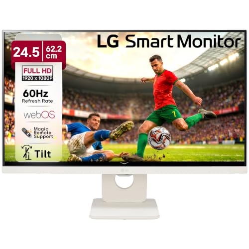 LG 25SR50F 62 cm (25 Inch) Full HD (1920x1080) IPS Smart Monitor, webOS, Wi-Fi, Bluetooth, Miracast, AirPlay2, 5W x2 Speakers, HP Out, HDMI x2, USB-A,