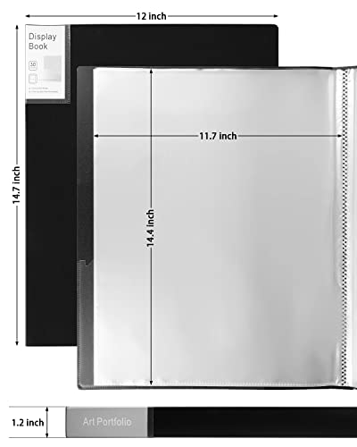 Folder With Plastic Sleeves 2 Packs 11"X14" Black Portfolio Folder For Artwork Display Book 30 Pockets 60 Page Capacity #TOP1