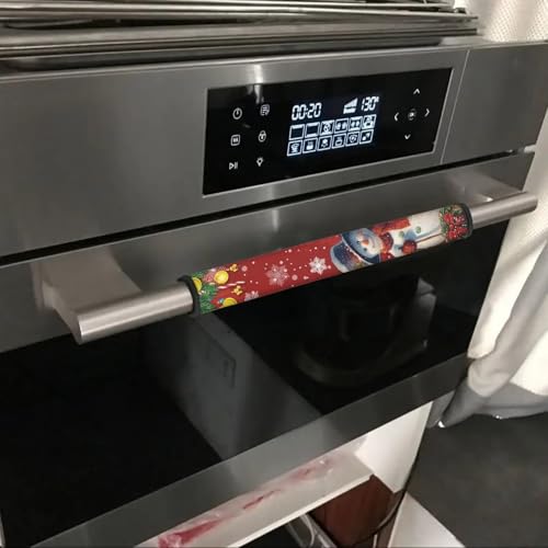 Image of Christmas Refrigerator Handle Covers Set of 6 Snowman Kitchen Appliance Handle Covers Non-Slip Washable Autumn Pumpkin Fridge Door Handle Protector, Keep Off Fingerprints,Food Stains