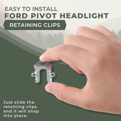 (6-Pack) Tongass Exact Replacement Pivot Headlight Retaining Clips Compatible With Ford F-150 F-250 F-350 Bronco 1992-1996, Lincoln And Mercury Models - Headlight Component #TOP5
