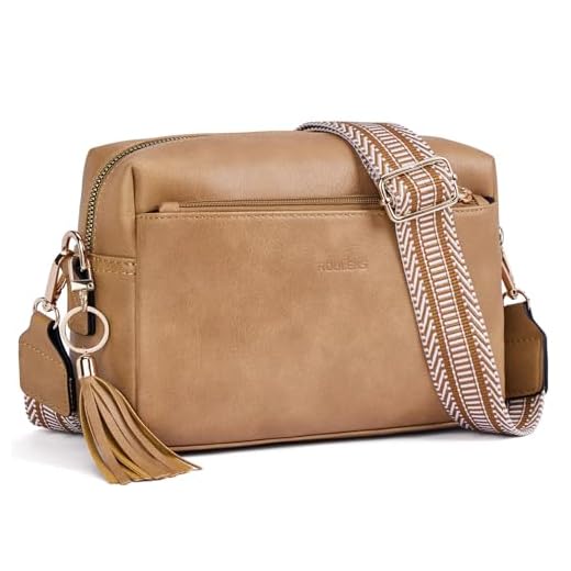 Roulens Bolsos Bandolera Para Mujer con 3 Compartimentos Grandes,Cuero Vegano Bolso de Hombro Pequeña de Mujer,Bolso Pequeño Bandolera para Damas Mujeres con Correa Ancha Ajustable Y ExtraíBle