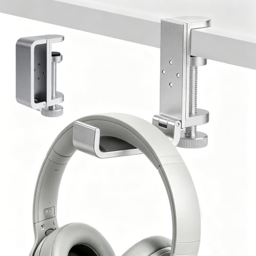 Soporte Plegable para Auriculares de Aluminio - Gancho Universal para Montaje Bajo Escritorio miniatura 5