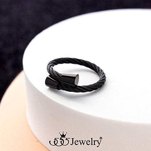 555Jewelry Stainless Steel Twisted Cable Adjustable Open Ring for Women & Ladies3