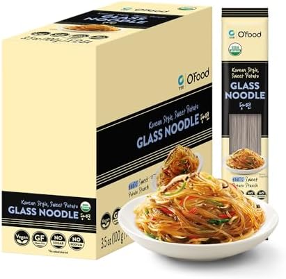 Premium Korean Organic Glass Noodles – [12 Pack - 42oz] – Gluten-Free | Sugar Free | Sweet Potato Vermicelli | Vegan & No Sodium | Low-Calorie Rice & Pasta Alt. for Stir-Fry, Soup & Asian Recipes - O’food