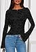 PRETTYGARDEN Women Long Sleeve Floral Mesh Tops Blouse 2025 Fall Trendy Boat Neck Ruched Fitted Shirt Going Out Date Outfits (Black,Large)
