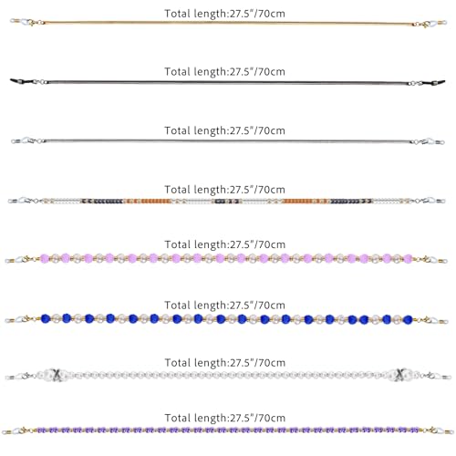 Image of Damanse Eyeglass Chain,8 Pcs Beaded Eye Glasses Strap Holders around Neck For Women