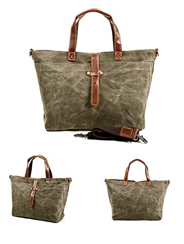 Image of Tote Bag For Women Large Leather Canvas Work Shoulder Bag And Foldable Travel Purse Satchel Bags With Strap