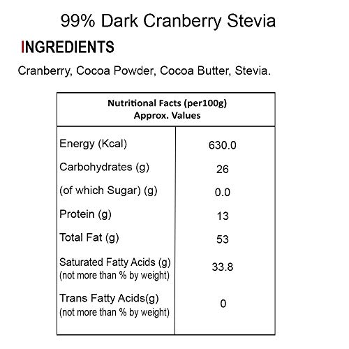 Image of BOGATCHI Immunity Booster Sugar Free 99% Dark Chocolates with Stevia, Vegan Dark Chocolate with Cranberry, 8 Pcs