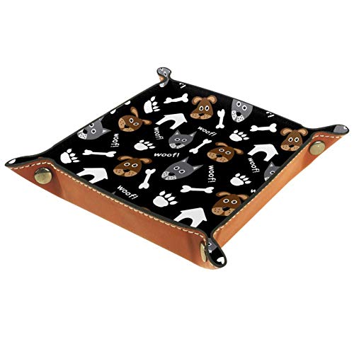 Preisvergleich Produktbild XiangHeFu Hundedruckknochen Valet Tray Ledertablett Leder Catchall Schlüssel Handy Münzkasten für Schlüsselgeld Nachttisch Storage Container Box Organizer