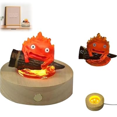 MIGEDY Lámpara de noche Calcifer, lámpara Calcifer, lámpara de escritorio pequeña y adorable que ilumina tu habitación con luces de llama parpadeantes for acampar(B) | Ya disponible en tu tienda friki favorita! En mundofriki.es!