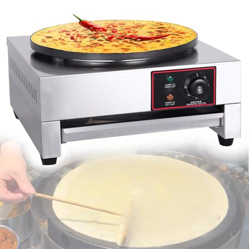 Crepera antiadherente de 40 cm, plancha de acero inoxidable de 3000 W con termostato ajustable para blintzes, huevos, tortillas y panes planos.