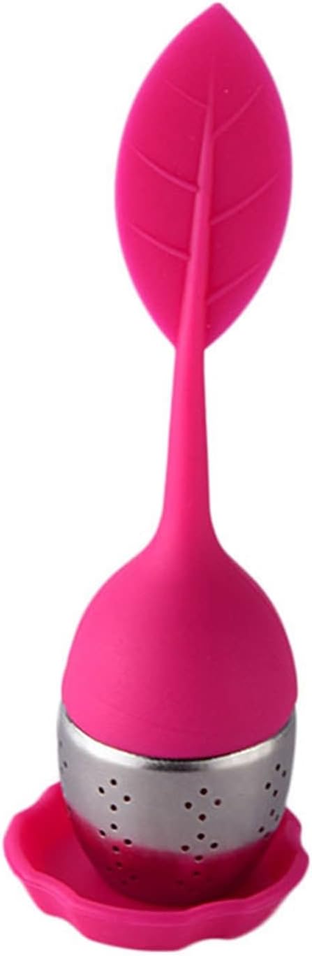 Tea Filters Tea Maker Stainless Steel Leaf Filter Handle Tea Sieve Tool Tea Strainer (Color : Pink)