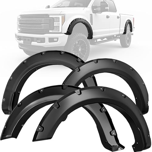 YITAMOTOR Front Rear Fender Flares Compatible with 2023-2026 Ford F-250 F-350 Super Duty, Smooth Black Pocket Riveted Truck Wheel Fenders, 4 Pcs