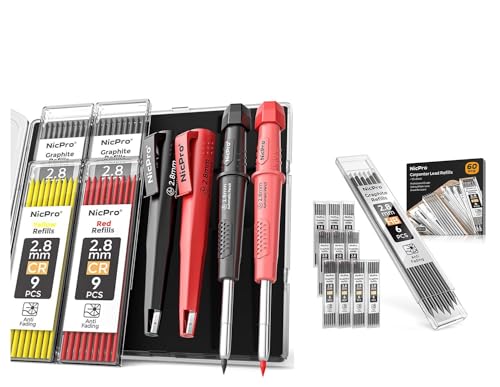 Lápiz Carpintero Nicpro CP3000 con Sacapuntas y 60 Piezas Mina miniatura 1