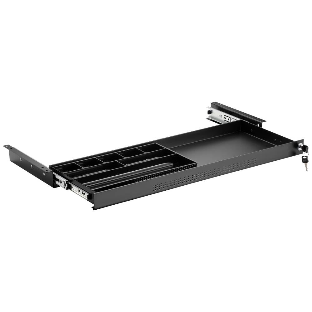 Speaka Professional SP-10938492 - Cajón para debajo de la mesa (740 x 449 mm, con cerradura), color negro
