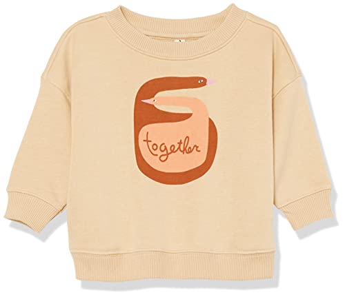 Amazon Essentials Unisex Babies' French Terry Crewneck Sweatshirt (Previously Amazon Aware), Sand Swans, 3-6 Months