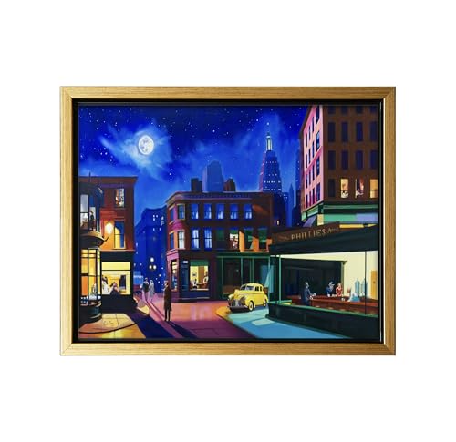 Monem Art Urban Night Diner City Oil Painting Print -