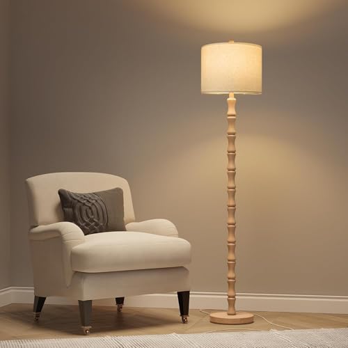 Image of BOBOMOMO 62 inch Farmhouse Floor Lamp for Living Room, Retro Corner Floor Lamp Rotary Switch, Rustic Standing Lamp for Bedroom, Corner, Nursery, Dining Room, Bedroom, House