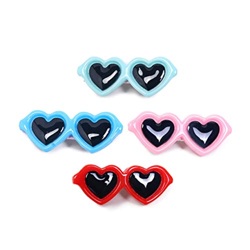 POPETPOP 30Pcs Mixed Color Heart Eyeglasses Hair Clips for Dogs and Puppies Adorable Pet Hair Accessories for Parties Birthdays and Photo Shoots