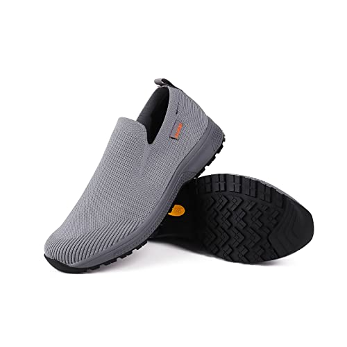 Aehao Waterproof Work Shoes For Men - Non Slip Shoes For Men Food Service Breathable Chef Shoes Comfortable Kitchen Shoes Slip Resistant Work Sneaker For Restaurant,Walking,Standing Grey #TOP3