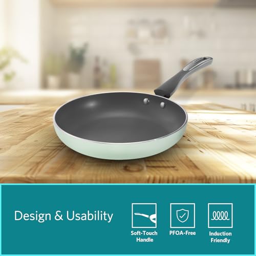 Image of VAYA Hautechef Non-Stick Frypan 24cm, with 3-Layer ILAG Swiss Technology Coating, PFOA-Free, Induction Friendly, with Soft-Touch Grey Handle, Color -Winter Mint