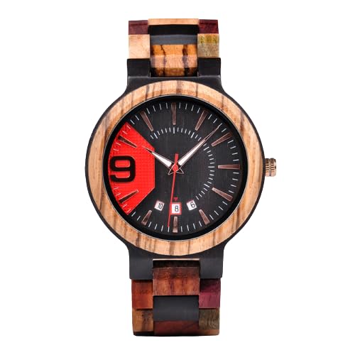 KASTHAM wooden crafts Mens Retro Wooden Watch, Large Size Quartz Watch with Black Face Wristwatch Best Gift (B0CBC9CRZJ) Amazon Price History, Amazon Price Tracker