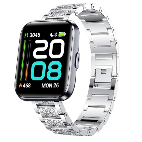Bracelet ID208 Plus montre connectée femme bracelet rechange métal strass Quican aeac 4,6cm