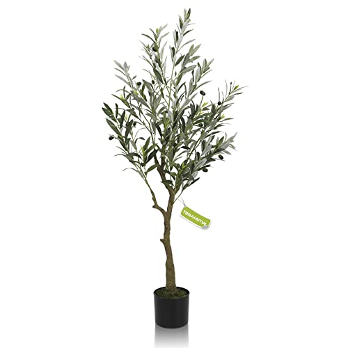 Tonahutu Artificial Olive Tree, 4Ft Fake Olive Plant In Pot Large Faux Olive 5 Branches And Fruits Suitable For Modern Living Rooms Home Office Indoor & Outdoor Garden Decor #TOP28
