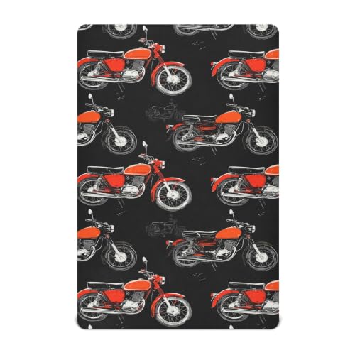 Image of Motorcycle Motorbike Black Crib Sheets Soft Breathable Fitted Baby Crib Sheets Mattress Cover for Girls Boys, 52 inch x 28 inch x 9 inch