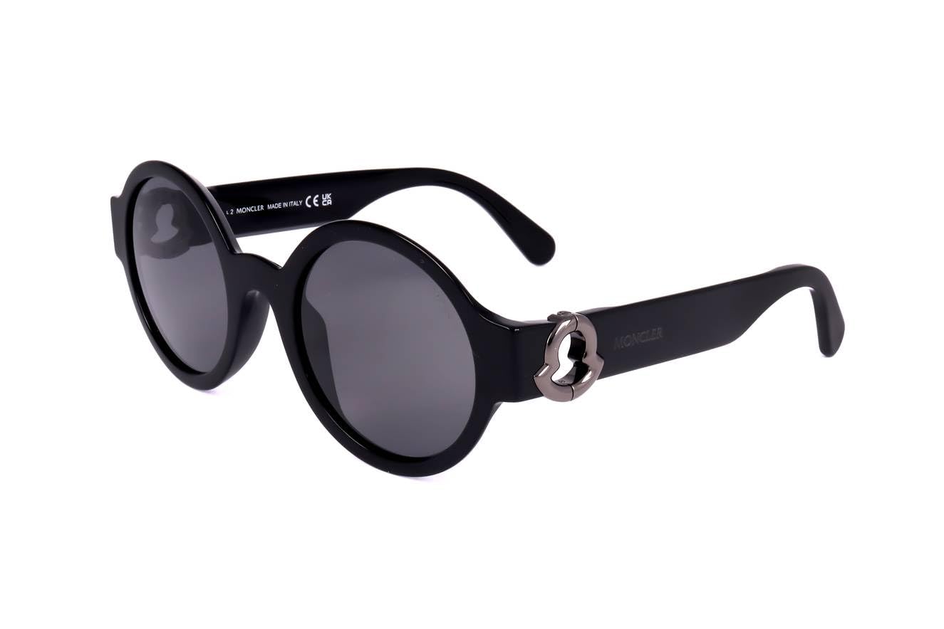 Sunglasses Moncler ML 0243 Atriom 01A Shiny Blac, Gunmetal Logo/Smoke Lenses
