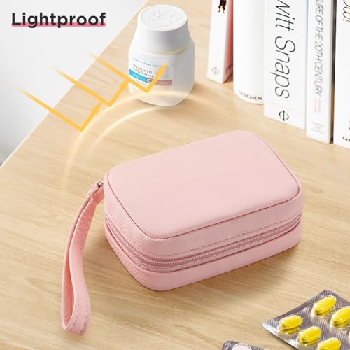 Image of Zannaki Cute Pill Organizer for Purse with Two Removable 7-Day Pill Box, Travel PU Leather Pill Case, Portable Weekly Pill Container with Storage Bag to Hold Vitamins, Fish Oils, Supplements (Pink)