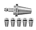 Accusize Industrial Tools Cat50 Er16 Collet Chuck Length 4'' Range 1/8'' - 1'', with 5 PS Er16 Collets, Ct50-16e4+5pser16