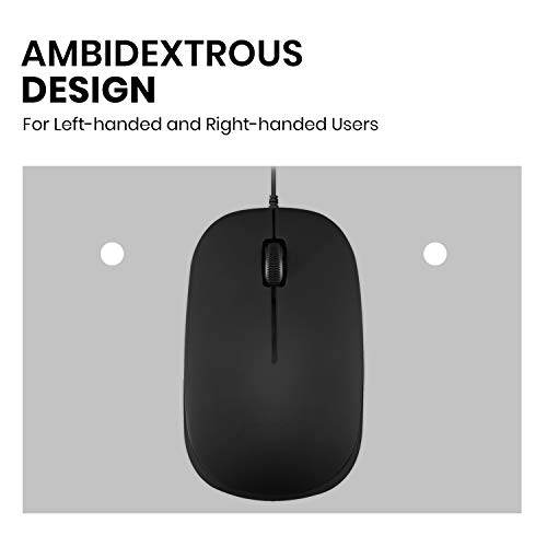 Image of Perixx PERIMICE-201U B, Wired USB Mouse - 3 Button - 800dpi Optical Resolution - Illuminated Wheel - 5 Ft Cable - Black
