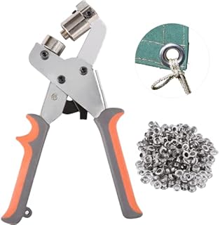 BIZOEPRO Grommet Tool Kit Grommet Press Pliers Portable Hole Punch Manual Kits Handheld Eyelet Machine W/with 500pcs 3/8 Inch (10mm) Silver Grommets