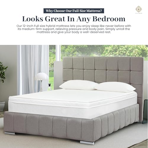 Full Mattress - 12 Inch Cool Comfort Foam & Spring Hybrid Mattress with Breathable Organic Cotton Cover - Quilted Soft Tight Top - Rolled in a Box - Oliver & Smith - Thumbnail 6