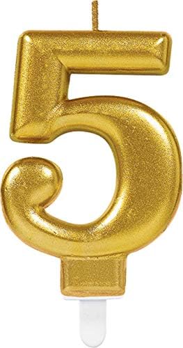 Amscan 9901786 - Pink Celebration Metallic Finish Number 4 Candle - 7.5cm