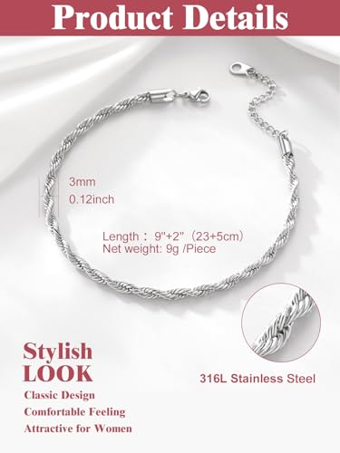 Image of FOCALOOK 14K Gold Plated Anklets for Women Waterproof Plus Size Ankle Bracelet 8.5-10.5 Inch Adjustable Mariner /Figaro /Flat Snake /Cuban Link Chain Anklet Jewelry for Summer Beach Holiday