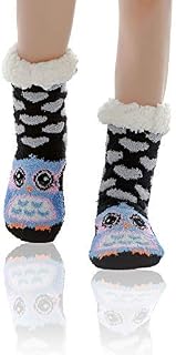 WOTENCE Women Slipper Socks Soft Warm Fleece Lined Cute Animal Winter Non Slip Socks for Women Girls