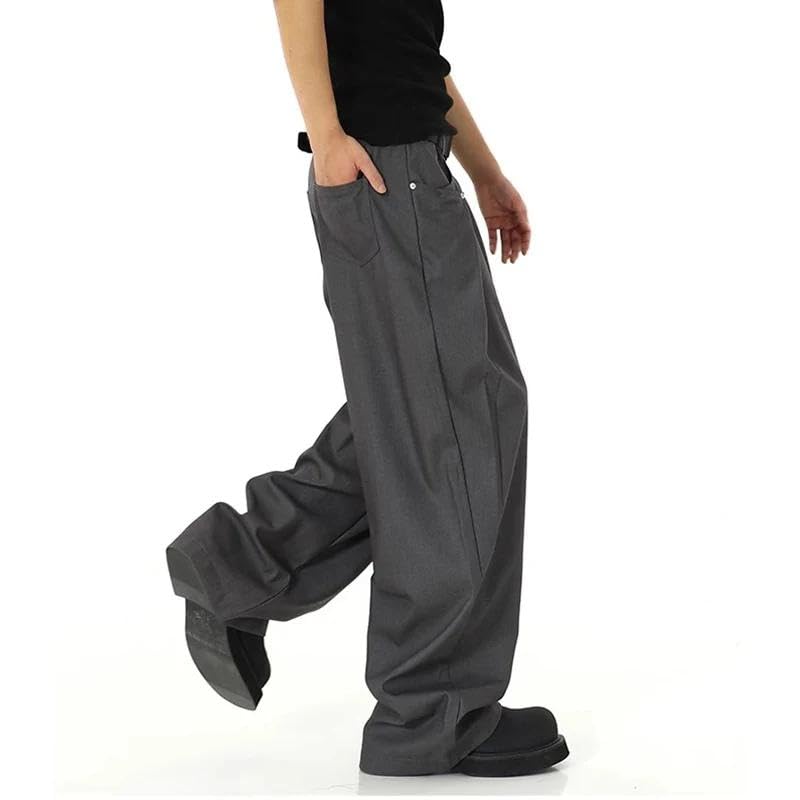 Xingfenly Wide Leg Office Pant Baggy Waist Trousers Male Streetwear Casual Korean Bottoms3