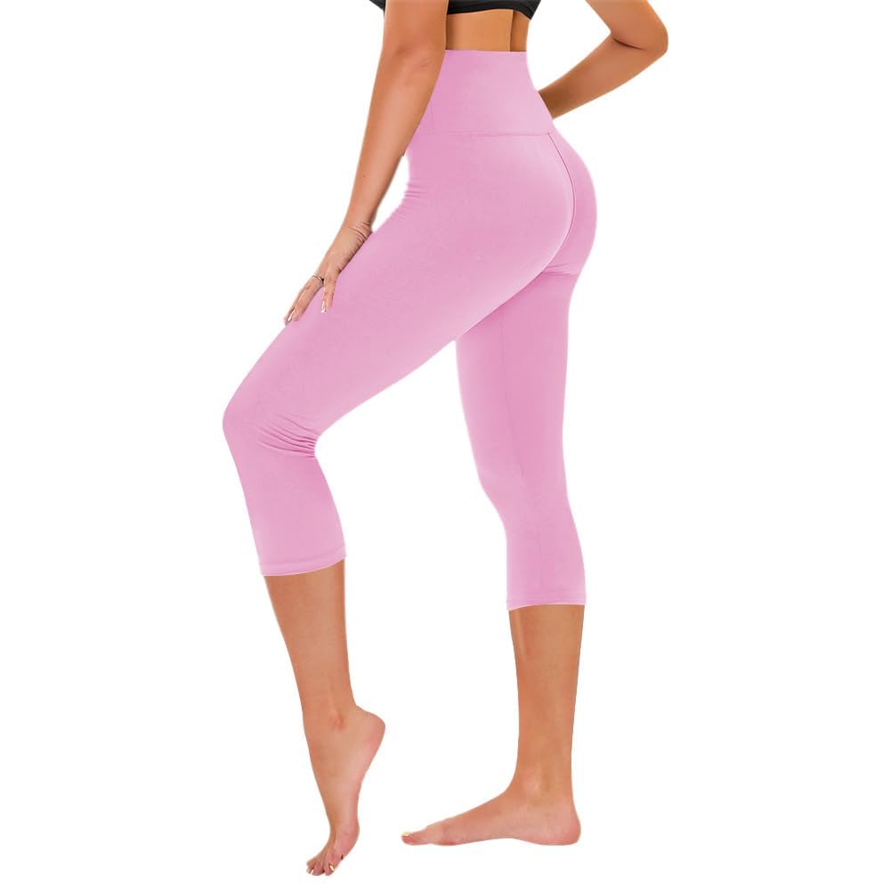 TNNZEET Capri Leggings for Women - Tummy Control High Waisted Soft Yoga Pants for Gym Workout