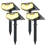 SUNNMO Luces Solares LED Exterior Jardin, 4 Piezas Focos LED Exterior Solares Jardin Potentes 32LED 3 Modos de Luz, Impermeable IP65 Lamparas Solares Lampara Foco Luz Solar Exterior Jardin Luz Cálida