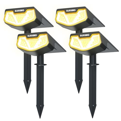 SUNNMO Spot Solaire Exterieur, Lot de 4 Lampe Solaire Exterieur Jardin Puissante, Lumiere Solaire Exterieur avec 3 Modes, Eclairage Exterieur Solaire Étanche...