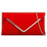 TYPE DE PRODUIT : SAC À MAIN FI9® Uni Pochette unie En Daim Pour mariage, soirée, fête - Rouge - rouge,