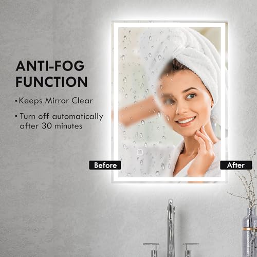 HOMCOM Bathroom Mirror with LED Lights, Illuminated Makeup Mirror with 3 Colours, Defogging Film and Memory Function, Hardwired, Horizontal or Vertical, 70 x 50 cm - Cosy Home Interiors HOMCOM Bathroom Mirror with LED Lights, Illuminated Makeup Mirror with 3 Colours, Defogging Film and Memory Function, Hardwired, Horizontal or Vertical, 70 x 50 cm - Image 5