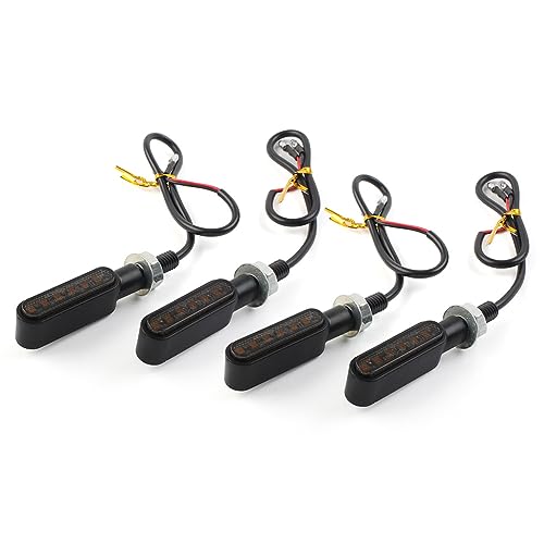 Cnfang4 Black Shell With Smoke Len Turn Lighting Signal, Mini Amber LED Tail Brake Running Light Light Assemblies Compatible For Most Of Dirt Bike, Street Bike, Dual Sport Application, 2 Pair