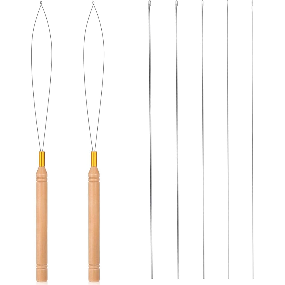 UDSKNV[KSL 5 PCS Beading with 2pcs Wooden Handle Threaders Bead Threader for Jewelry Making Beaded Bracelets Spinner Yarn Threader