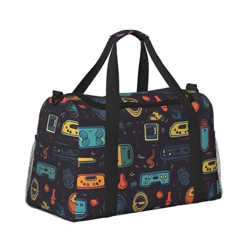 Game Video Gaming Pattern Travel Duffel Bag Lightweight Waterproof Carry On Tote Bag Foldable Weekender Overnight Bags Sport Gym Bag For Women Men3