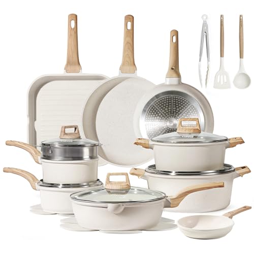Image of CAROTE Pots and Pans Set Nonstick, Cookware Set Induction Kitchen Cooking Set 22pcs w/Frying Pans & Saucepans& Grill Pan