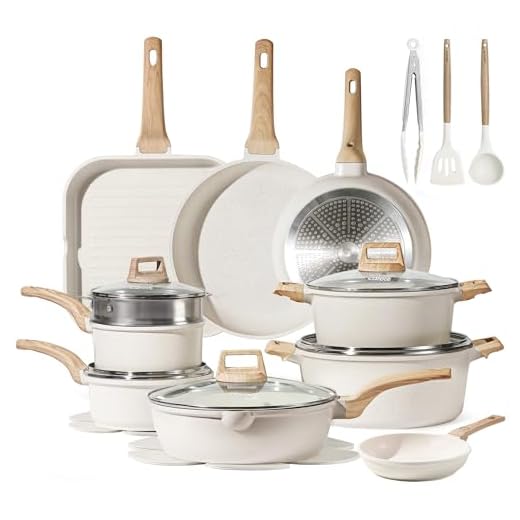 CAROTE Pots and Pans Set Nonstick, Cookware Set Induction Kitchen Cooking Set 26cs w/Frying Pans & Saucepans& Grill Pan